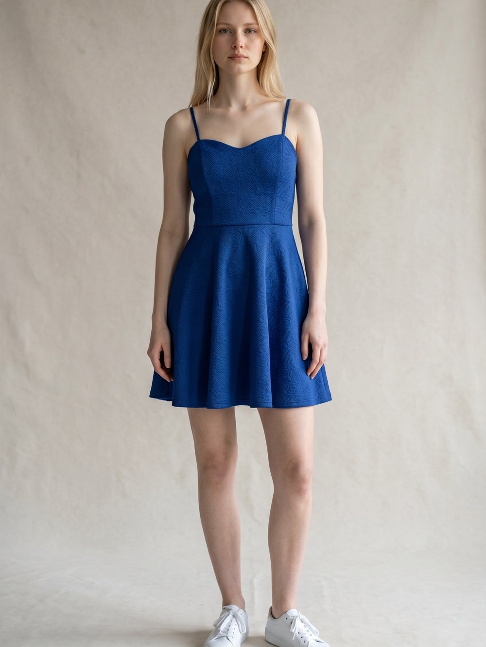 Noble U Royal Blue Spaghetti-Strap Fit & Flare Mini Dress
